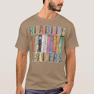 T-shirt Readers Are Leaders Boho Leopard Book Lover Back T