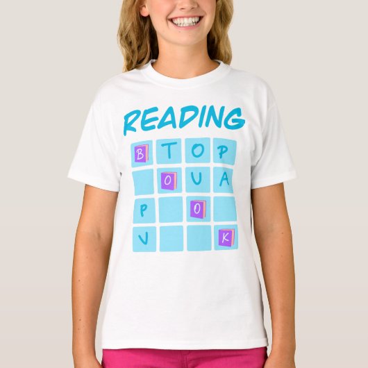 T-shirt Reading Book Crossword Typography Design for Book (Devant)