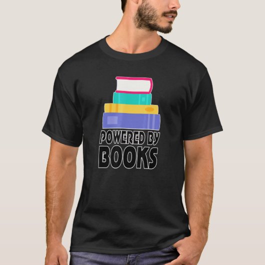 T-shirt Reading Bookworm Powered By Books (Devant)