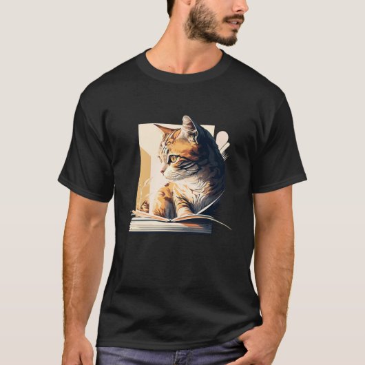 T-shirt Reading Cat Book Lover Cat Lover Bookworm Cat Owne (Devant)
