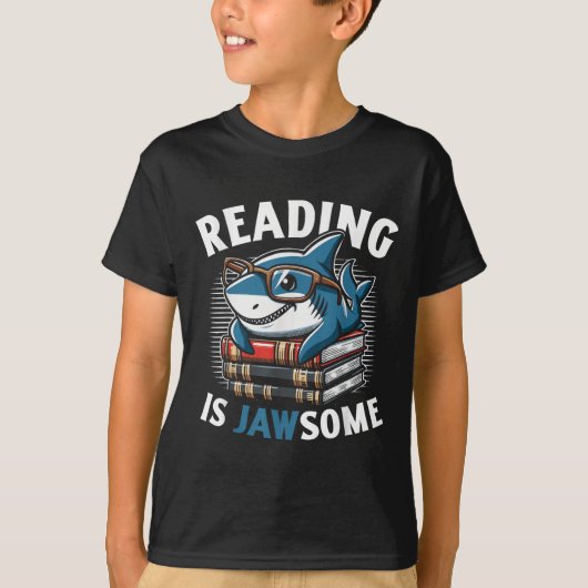 T-shirt Reading Is Jawsome Shark Books Bookworm Reader  (Devant)