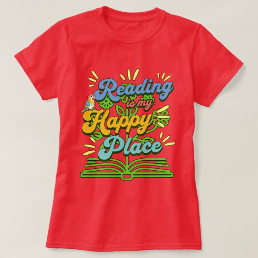 T-shirt Reading is My Happy Place Colorful (Design devant)