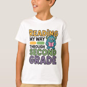 T-shirt Reading My Way Through Second Grade Monster (Devant)