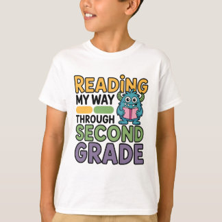 T-shirt Reading My Way Through Second Grade Monster 