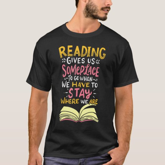 T-shirt Reading Reader Books Bookworm Bibliomane Librarian (Devant)