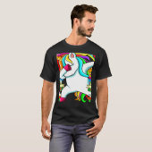 T-shirt Reading Teacher Dabbing Unicorn Elementary School  (Devant entier)