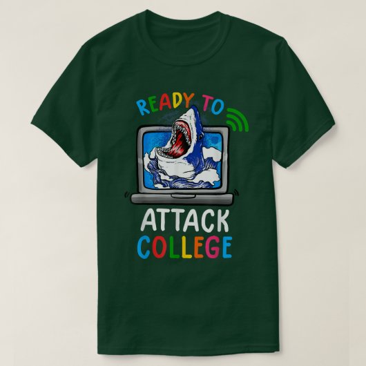 T-shirt Ready To Attack Virtual College Shark Back To Scho (Design devant)