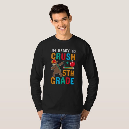 T-shirt Ready To Crush 5th Grade Cool Sloth Back To School (Devant entier)