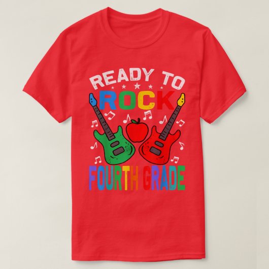 T-shirt Ready To Rock Fourth Grade Back To School Guitar T (Design devant)