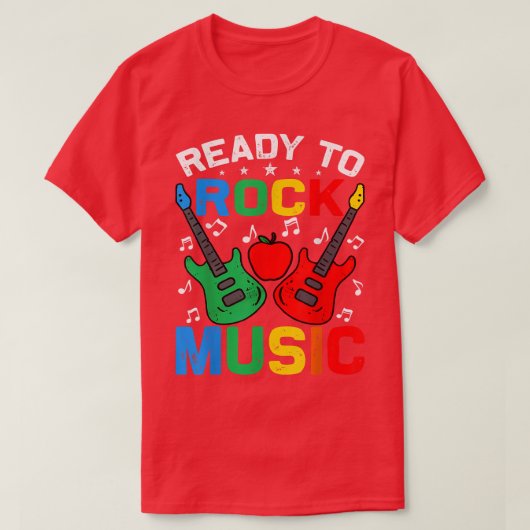 T-shirt Ready To Rock Music Back To School Guitar  (Design devant)