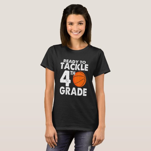 T-shirt Ready to Tackle Fourth Grade Back to School Basket (Devant entier)