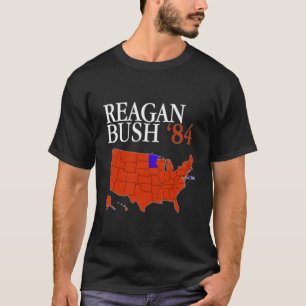 T-shirt Reagan Bush 84 Retro Logo Rouge Blanc Bleu Électio