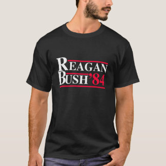 T-shirt Reagan Bush 84 Retro Logo Rouge Blanc Bleu Électio