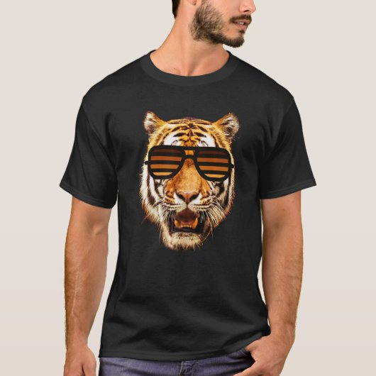 T-shirt Real Cool Tiger Birthday Tee for boy with striped (Devant)