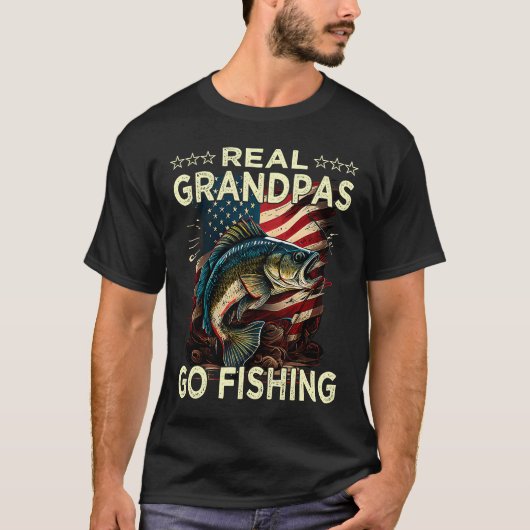 T-shirt Real Grandpas Go Fishing Basse à grande bouche 3 (Devant)