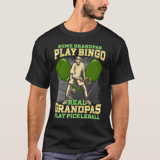 T-shirt Real Grandpas Jouer Pickleball Grand-parent (Devant)