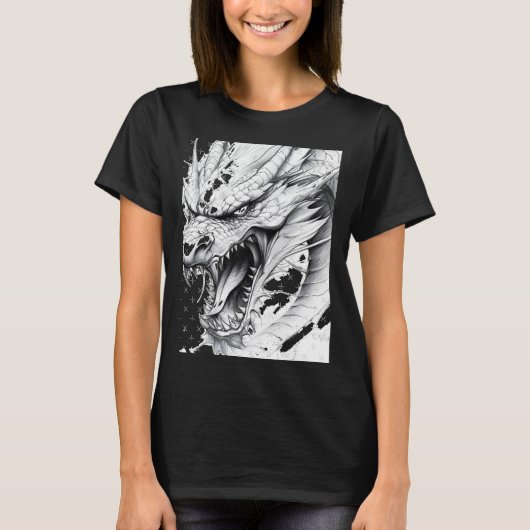 T-shirt Realistic Dragon Drawing Sticker1  (Devant)