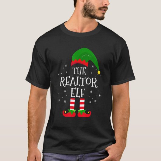 T-shirt Realtor Elf Correspondant Famille Fête de Noël Pa (Devant)