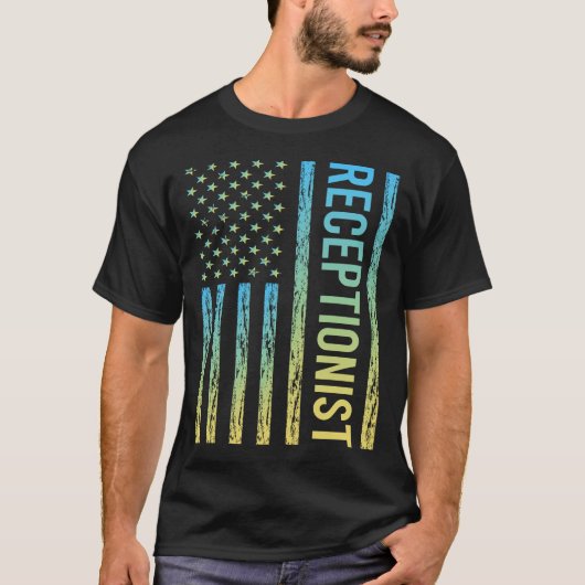 T-shirt Réceptionniste Bleu Jaune (Devant)