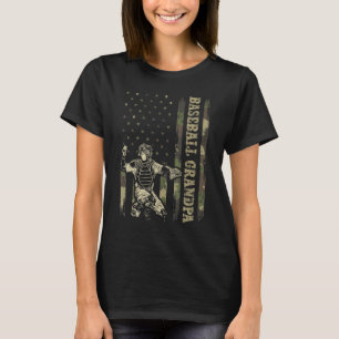 T-shirt Receveur Baseball Hommes Baseball Grand-Père Camo