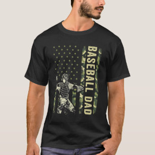 T-shirt Receveur Baseball Hommes Camo Drapeau Américain B