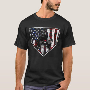 T-shirt Receveur de baseball Drapeau américain Receveur de