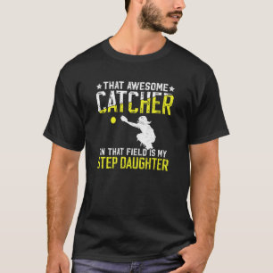 T-shirt Receveur de softball beau-père fier receveur de so