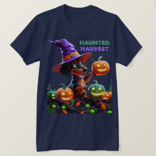 T-shirt Récolte Hantée – Chien de Dachshund Sorcière pour