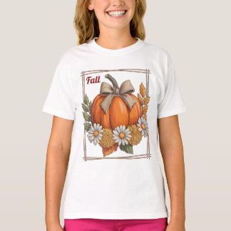 T-shirt Récolte Rustique Citrouille Marguerites Chrysanthè