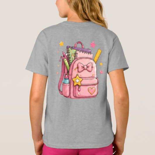 T-shirt Recommandation: "Illustration de cartable d'école (Dos)