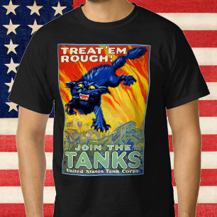 T-shirt Recrutement Militaire Vintage avec un Chat Sauvage