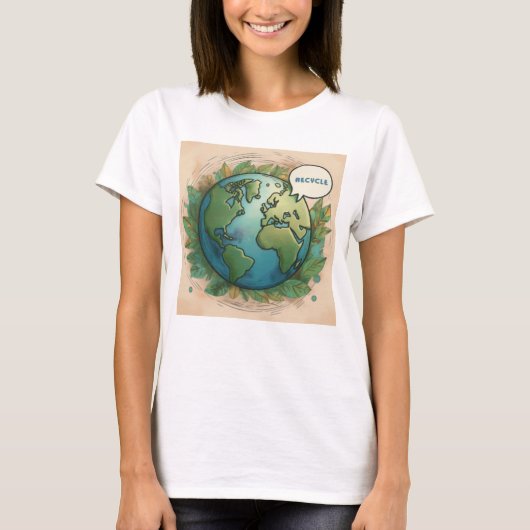 T-shirt Recycler la conception de la Terre (Devant)
