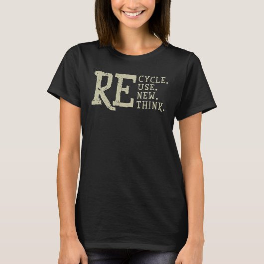 T-shirt Recycler Réutiliser Réutiliser Repenser Recyclage (Devant)