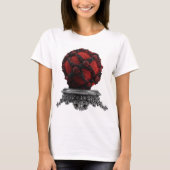 T-shirt Red And Black Mandelbrot Sphere On Silver Pedestal (Devant)