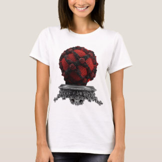T-shirt Red And Black Mandelbrot Sphere On Silver Pedestal