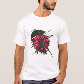 T-shirt red and black samurai logo printed t shirt