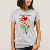 T-shirt Red and Pink Wildflowers Text (Devant)