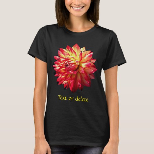 T-shirt Red And Yellow Dahlia Flower Personalized (Devant)