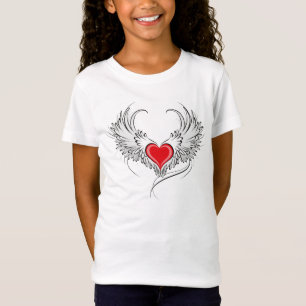 T-Shirt Red Angel Coeur avec ailes
