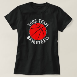 T-shirt Red Basketball Team, Nom du joueur et Numéro de Je