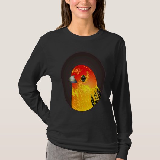 T-shirt Red bird as portrait in round frame (Devant)