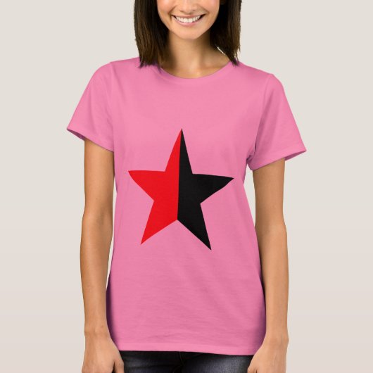 T-shirt Red & Black Star on Womans Army Green (Devant)