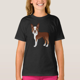 T-shirt Red Boston Terrier Dessin de dessin de chien de de