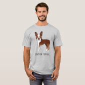 T-shirt Red Boston Terrier mignon chien de dessin et votre (Devant entier)