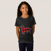 T-Shirt Red Bufallo Plaid Dachshund Chien Xmas vacances Wi (Devant entier)