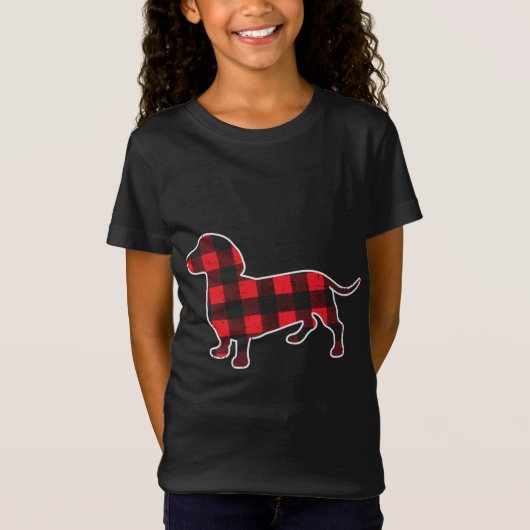 T-Shirt Red Bufallo Plaid Dachshund Chien Xmas vacances Wi (Devant)