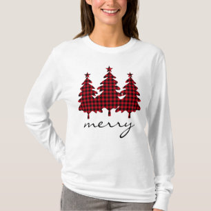 T-shirt Red Buffalo Check Pine Trees