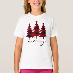 T-shirt Red Buffalo Check Pine Trees