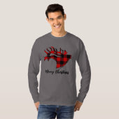 T-Shirt Red Buffalo Plaid Bull Elk (Devant entier)