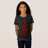 T-Shirt Red Buffalo Plaid Cravate pour Noël Enfants Garçon (Devant entier)